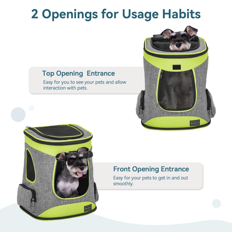 Petsfit Pet Backpack Carrier Easy-Fit Dog Travel Backpack Carrier for Hiking Walking Cycling Suitable for Small Medium Dogs Cats and Rabbits up to 22 Pounds, Green - Image 5